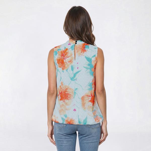 Womens Cocomo Sleeveless Floral Clip Dot Bubble Hem Blouse