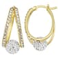 14kt. Gold over Silver & Crystal Spinner Ball Hoop Earrings - image 1