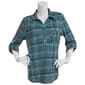 Plus Size Emily Daniels 3/4 Sleeve Plaid Hacci Blouse- Green/Blue - image 1