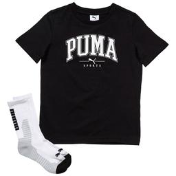 Boys (8-20) Puma(R) 2pc. Short Sleeve Tee & Crew Socks  - Black
