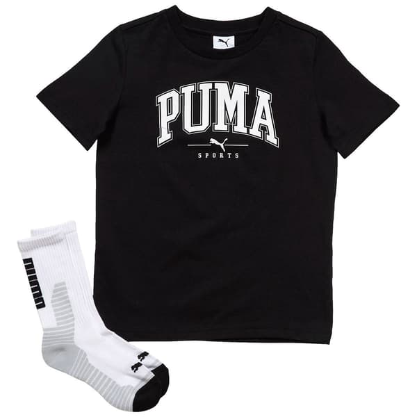 Boys (8-20) Puma(R) 2pc. Short Sleeve Tee & Crew Socks  - Black - image 