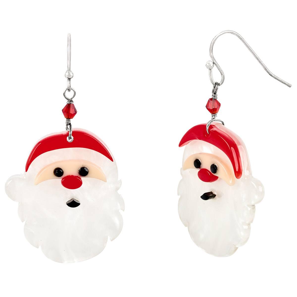 Santa Head Resin Earrings