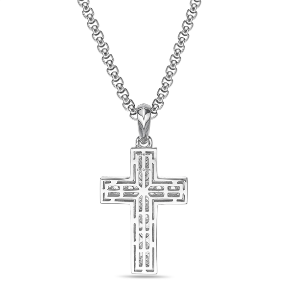 Mens Lynx 1/3ctw. Lab-Grown Diamond Cross Pendant Necklace