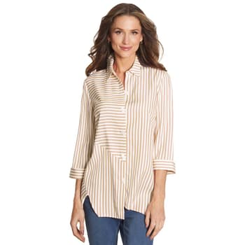 Womens Ali Miles 3/4 Sleeve Striped Button Front Tunic - Boscov's