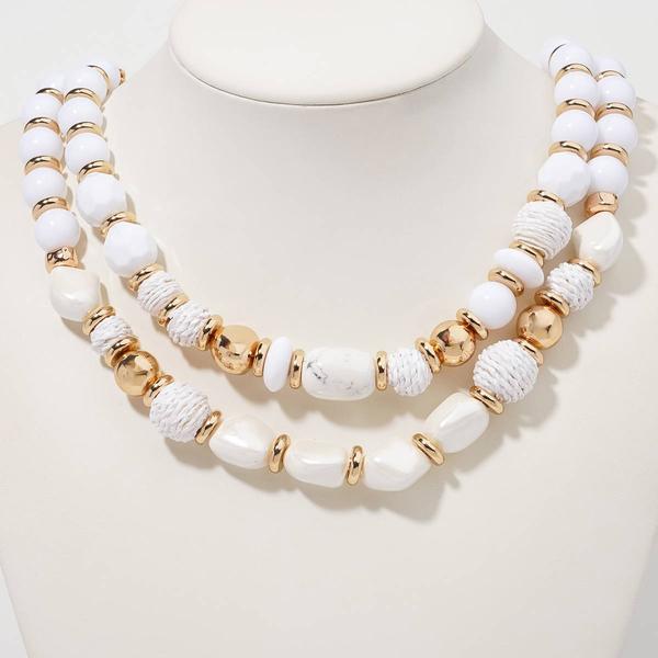 Ashley Cooper(tm) Gold-Tone Raffia Wrapped Beaded Necklace - image 