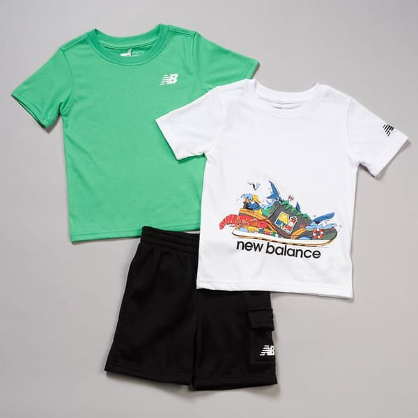 Toddler Boy New Balance 3pc. Ocean Sneaker Tee & Shorts Set - image 
