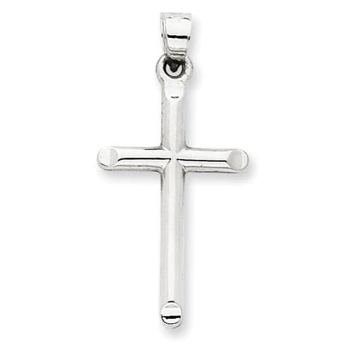 Unisex 14kt. White Gold Hollow Cross Pendant - image 