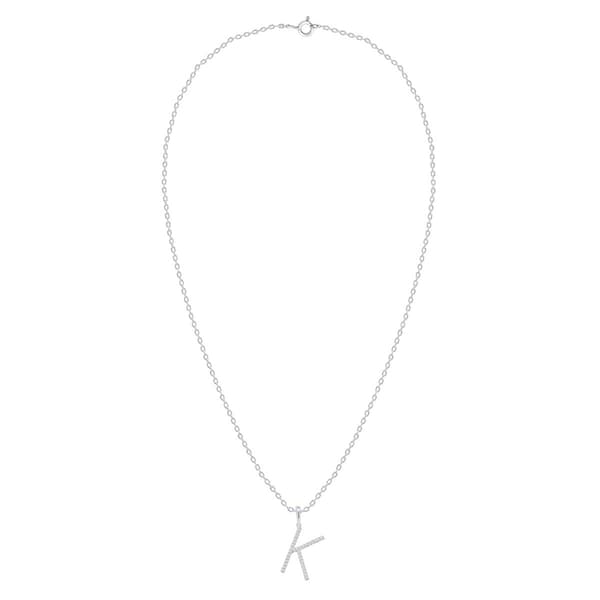 Nova Star® Sterling Silver Lab-Grown Diamond Initial K Pendant