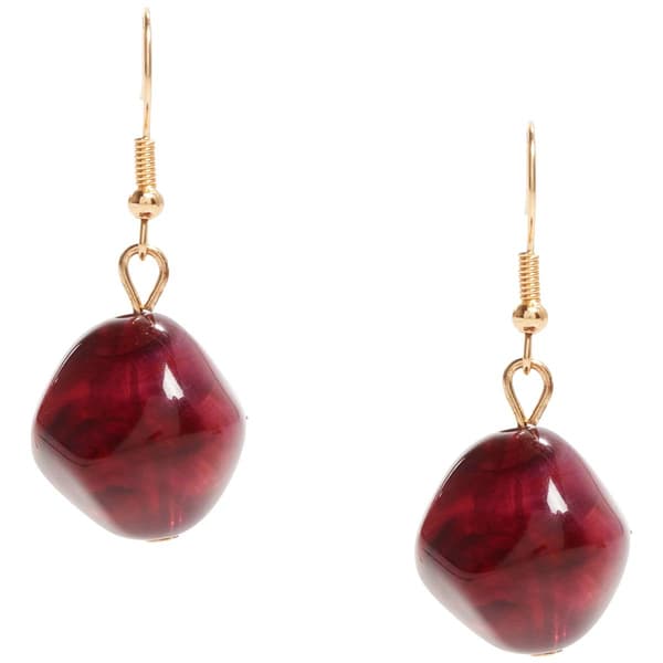 Ashley Cooper(tm) Gold-Tone Burgundy Drop Earrings - image 