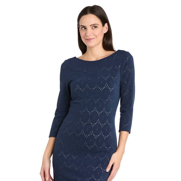 Womens R&M Richards 3/4 Sleeve A-Line Illusion Dress