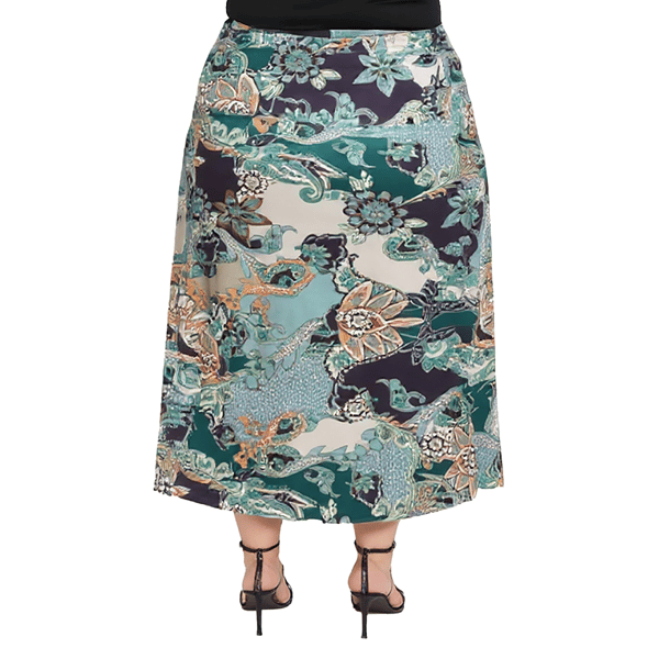 Plus Size 24/7 Comfort Apparel Green Paisley Maxi Skirt