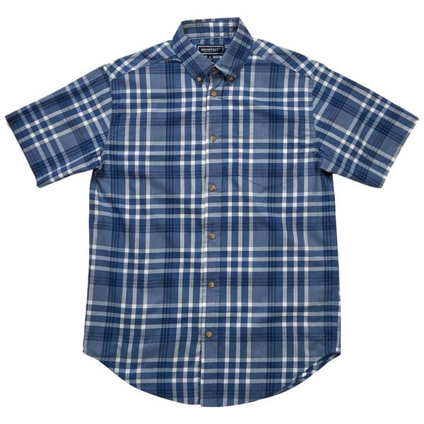 Mens Architect&#174; Plaid Weekender Button Down Shirt - Vintage Blue