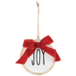 Northlight Embroidered Joy w/ Bow Wooden Disc Christmas Ornament - image 5