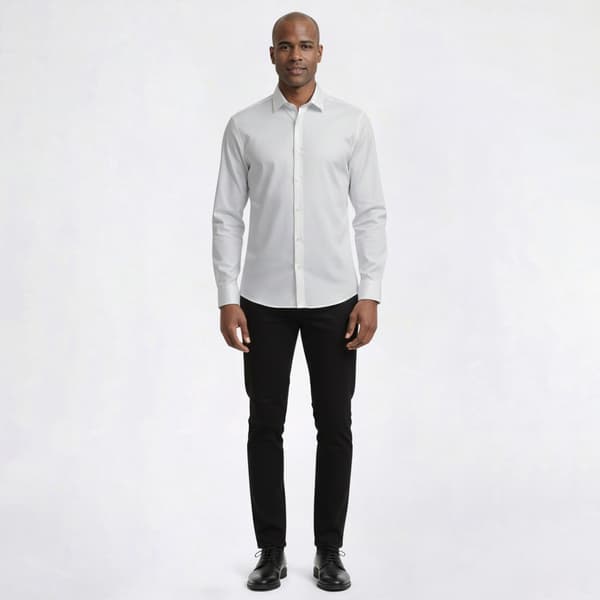 Mens Bill Blass Textured Stripe Modern Fit Dress Shirt - White