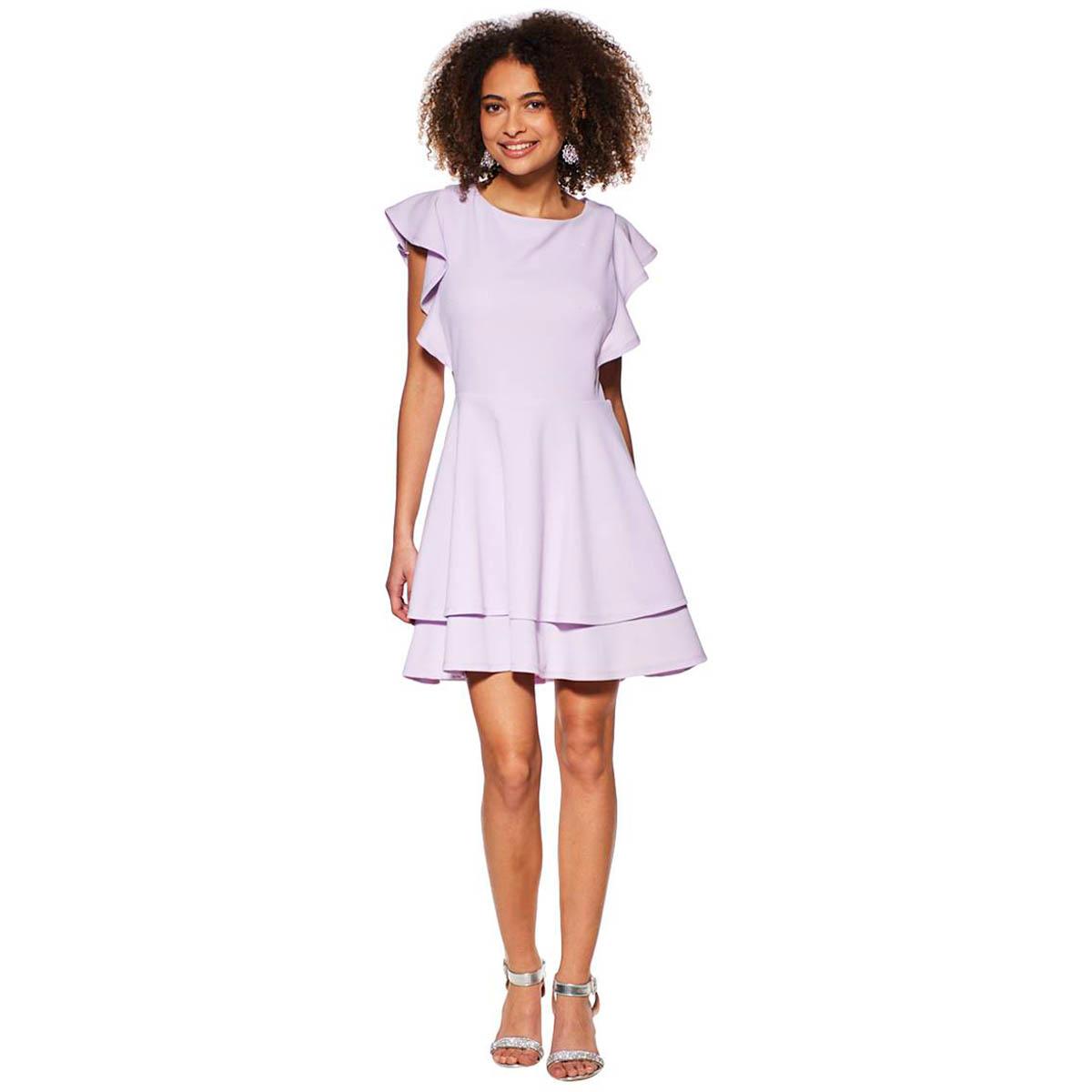 Juniors Crystal Doll Flutter Sleeve Double Tier Skater Dress