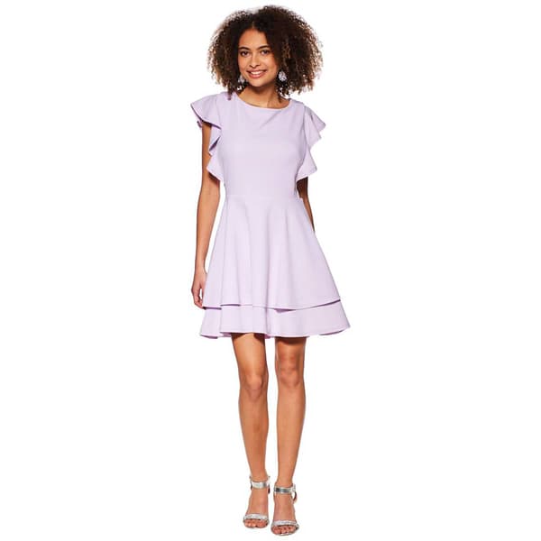 Juniors Crystal Doll Flutter Sleeve Double Tier Skater Dress - image 