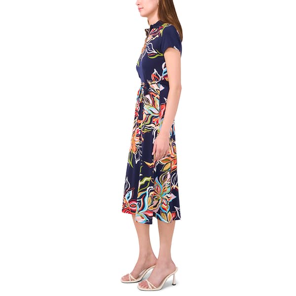 Womens MSK Short Sleeve Half Zip Neck Midi Dress