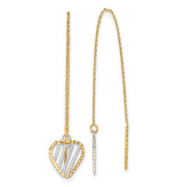 Gold Classics&#40;tm&#41; 14kt. Rhodium Heart Threader Earrings