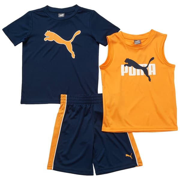 Boys &#40;4-7&#41; Puma&#40;R&#41; 3pc. Tank/Short Sleeve Tee & Shorts Set - Navy - image 