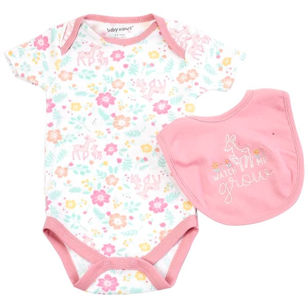 Baby Girl (NB-9M) baby views Deer Floral Bodysuit &amp; Bib Set - image 