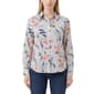 Womens NY Collection Long Sleeve Striped Floral Silky Stretch Bu - image 1