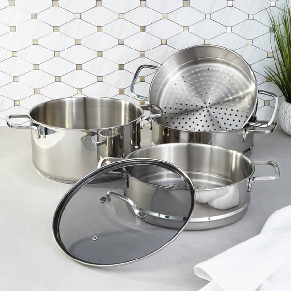 BergHOFF Helix 5pc. Stainless Steel Steamer Set w/ Glass Lids