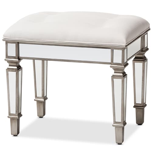 Baxton Studio Marielle Mirrored Ottoman Vanity Bench