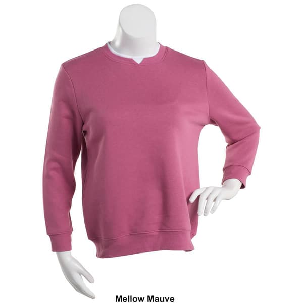 Womens Hasting & Smith Long Sleeve Basic Fleece Crew Neck Top