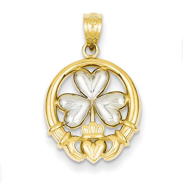 Gold Classics&#40;tm&#41; 14kt. Claddagh with Shamrock Pendant - image 