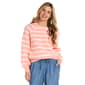 Womens LANDS END(R) Long Blouson Sleeve Crew Neck Stripe Sweater - image 1