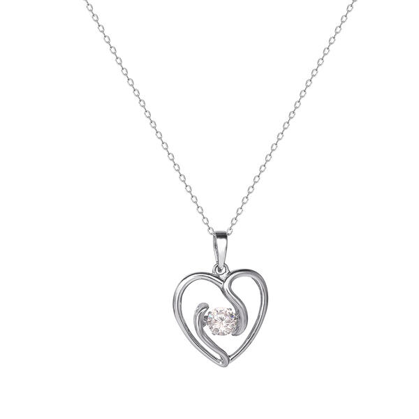 Splendere Sterling Silver Dancing CZ Heart Pendant - image 
