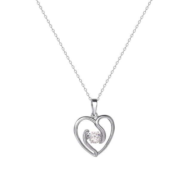 Splendere Sterling Silver Dancing CZ Heart Pendant - image 