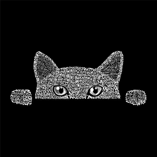 Plus Size LA Pop Art Peeking Cat Word Art Hoodie