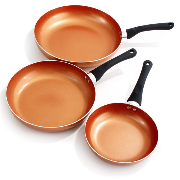 Copper Cuisine by Healthy Living 3 Pack Skillets - image 