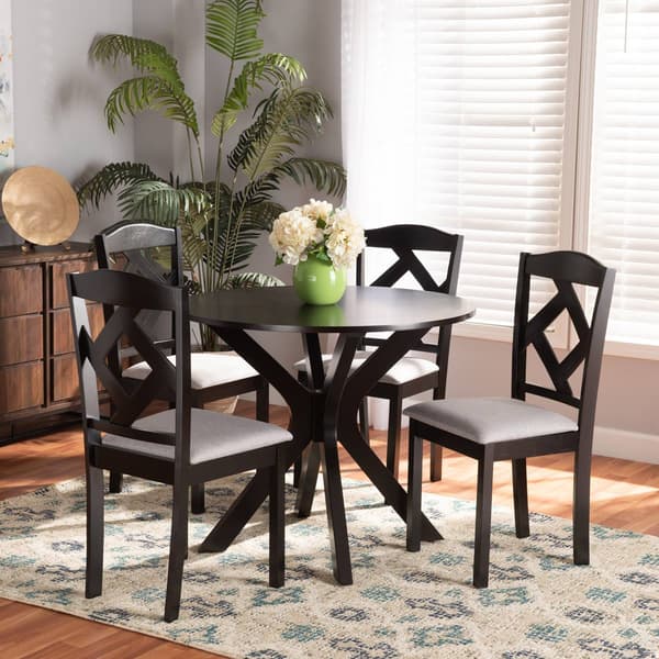 Baxton Studio Carlin Modern Dark Brown Wood 5pc. Dining Set