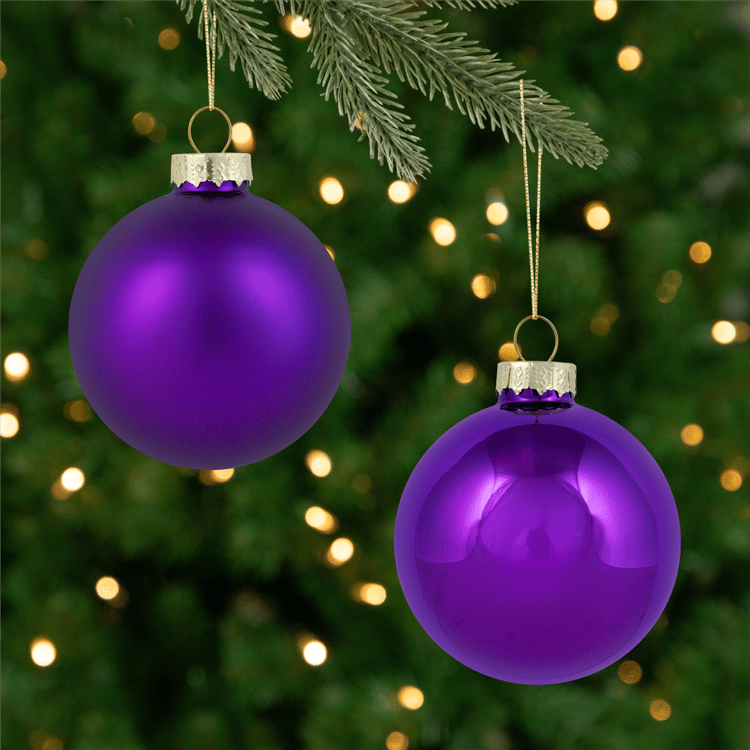 Northlight 9ct. Purple 2-Finish Glass Ball Christmas Ornaments