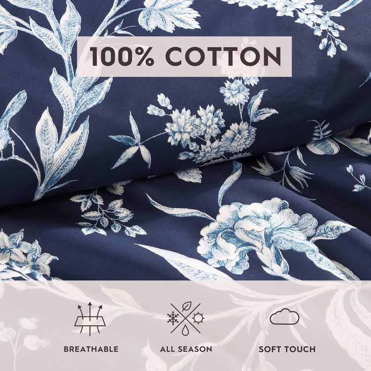 Laura Ashley Branch Toile Cotton Reversible Duvet Cover Set