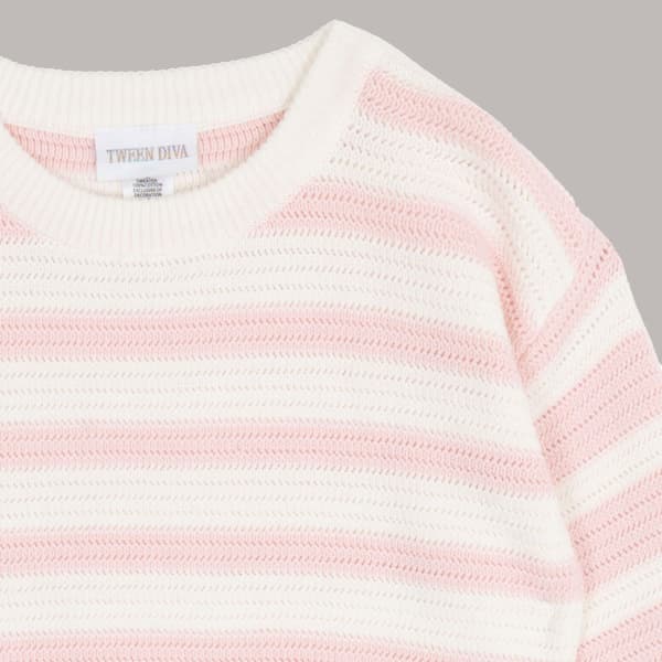 Girls &#40;7-16&#41; Tween Diva Stripe Sweater with Wide Leg Bow Jeans