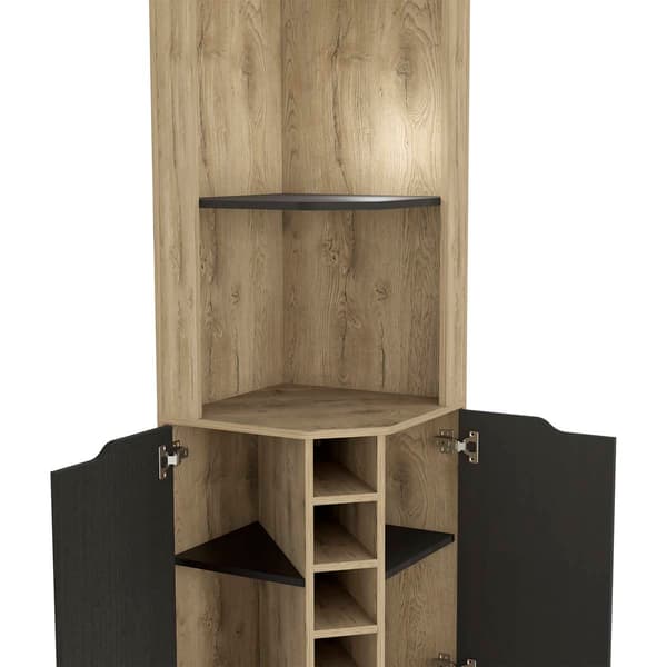 FM FURNITURE Grace Macadamia Corner Bar Cabinet