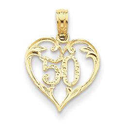 Gold Classics(tm) 14k. 50 in a Heart Cut Out Pendant
