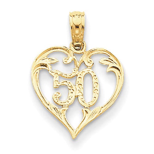 Gold Classics&#40;tm&#41; 14k. 50 in a Heart Cut Out Pendant - image 