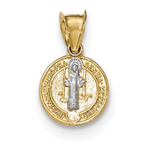 Unisex Gold Classics(tm) Yellow & Rhodium St. Benedict Medal - image 