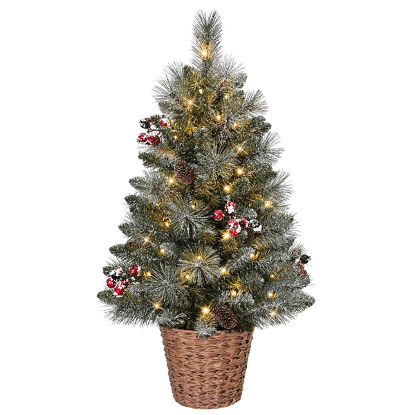 Puleo International 3ft. Pre-Lit Snowy Christmas Tree in Basket