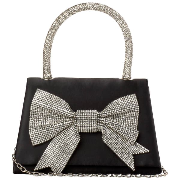 Sasha Satin Rhinestone Box Bag with Chain