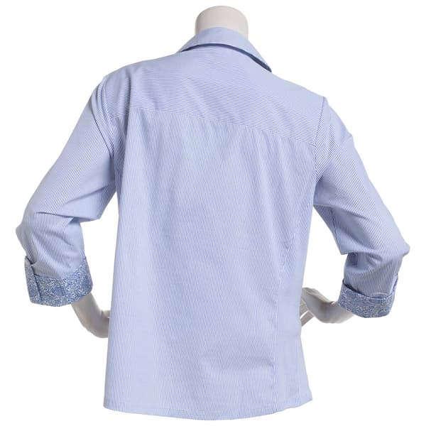 Plus Size Emily Daniels Stripe Knit To Fit Casual Button Down