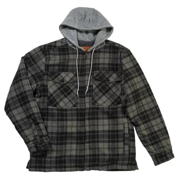 Mens Mountain Ridge Flannel Hooded Jacket Charcoal Black Boscov s