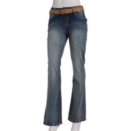 Juniors Wallflower Luscious Curvy Belted Bootcut Jeans