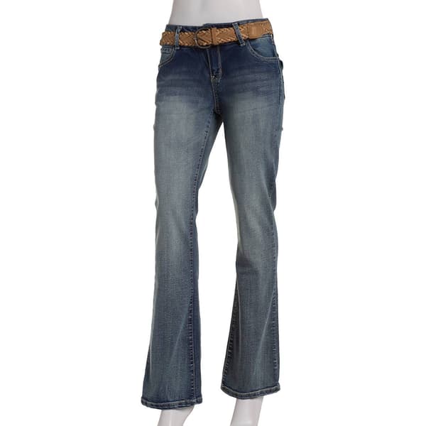 Juniors Wallflower Luscious Curvy Belted Bootcut Jeans - image 