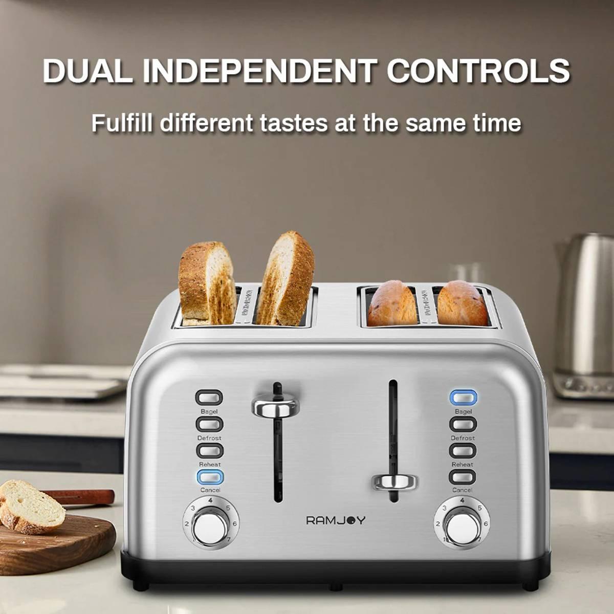 Ramjoy 4-Slice Stainless Steel Toaster