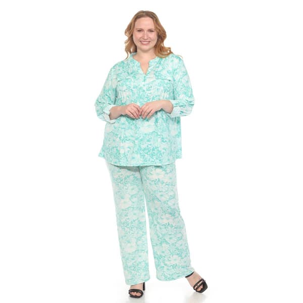 Plus Size White Mark 2pc. Floral Print Tunic and Pant Set